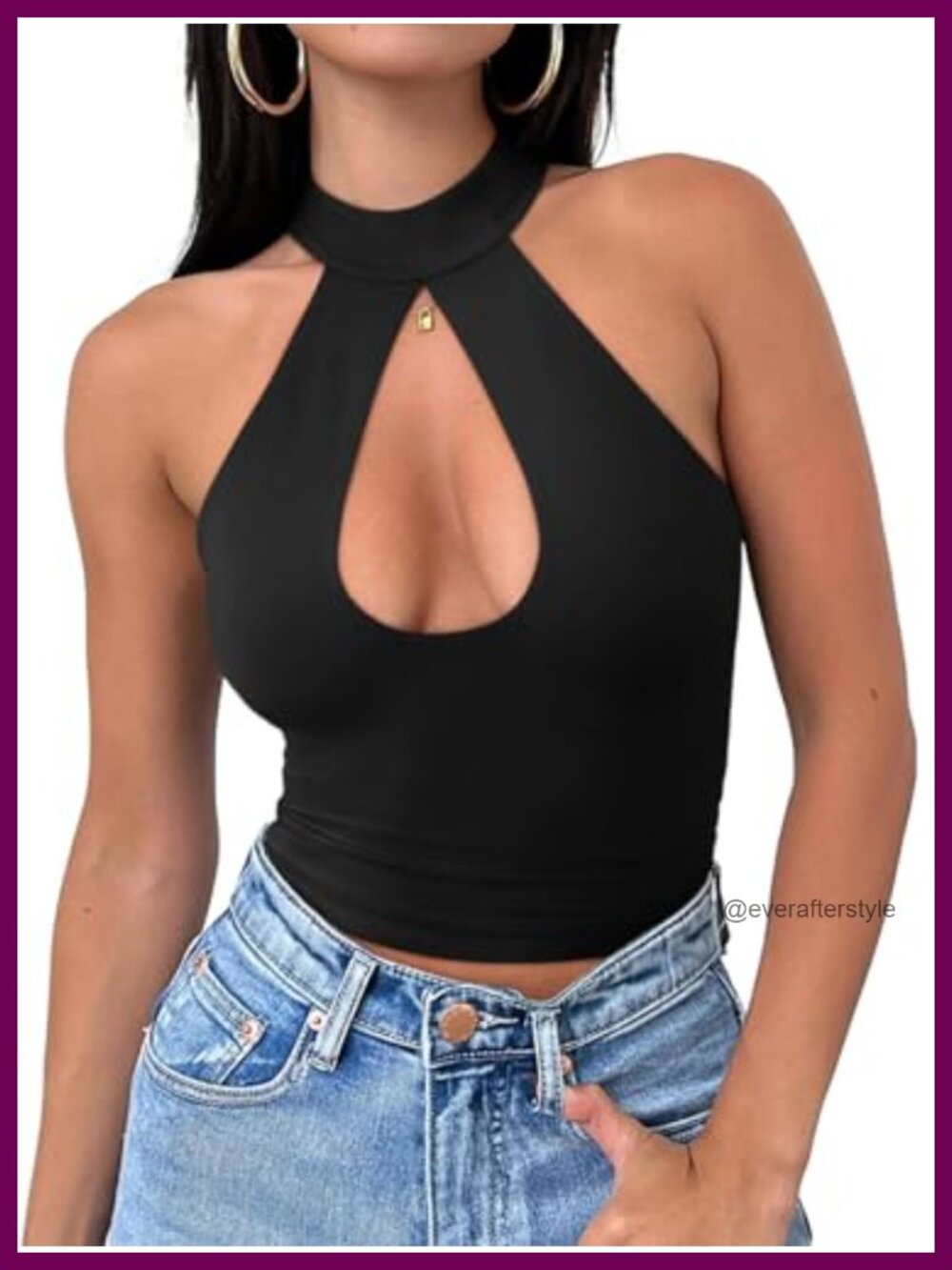 REORIA Women's Sexy Criss Cross Halter Crop Top Y2K Cut Out Tank